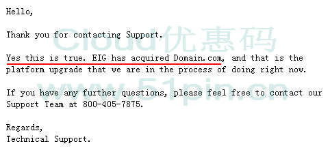 Domain确认已被EIG收购